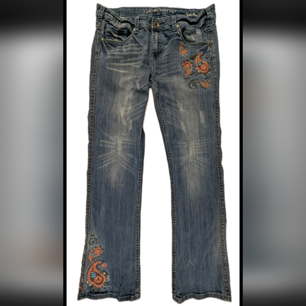 Cowgirl Tuff Company Womens 33x35 (37x35) Wild Paisley Embroidered Jeans - Picture 8 of 13
